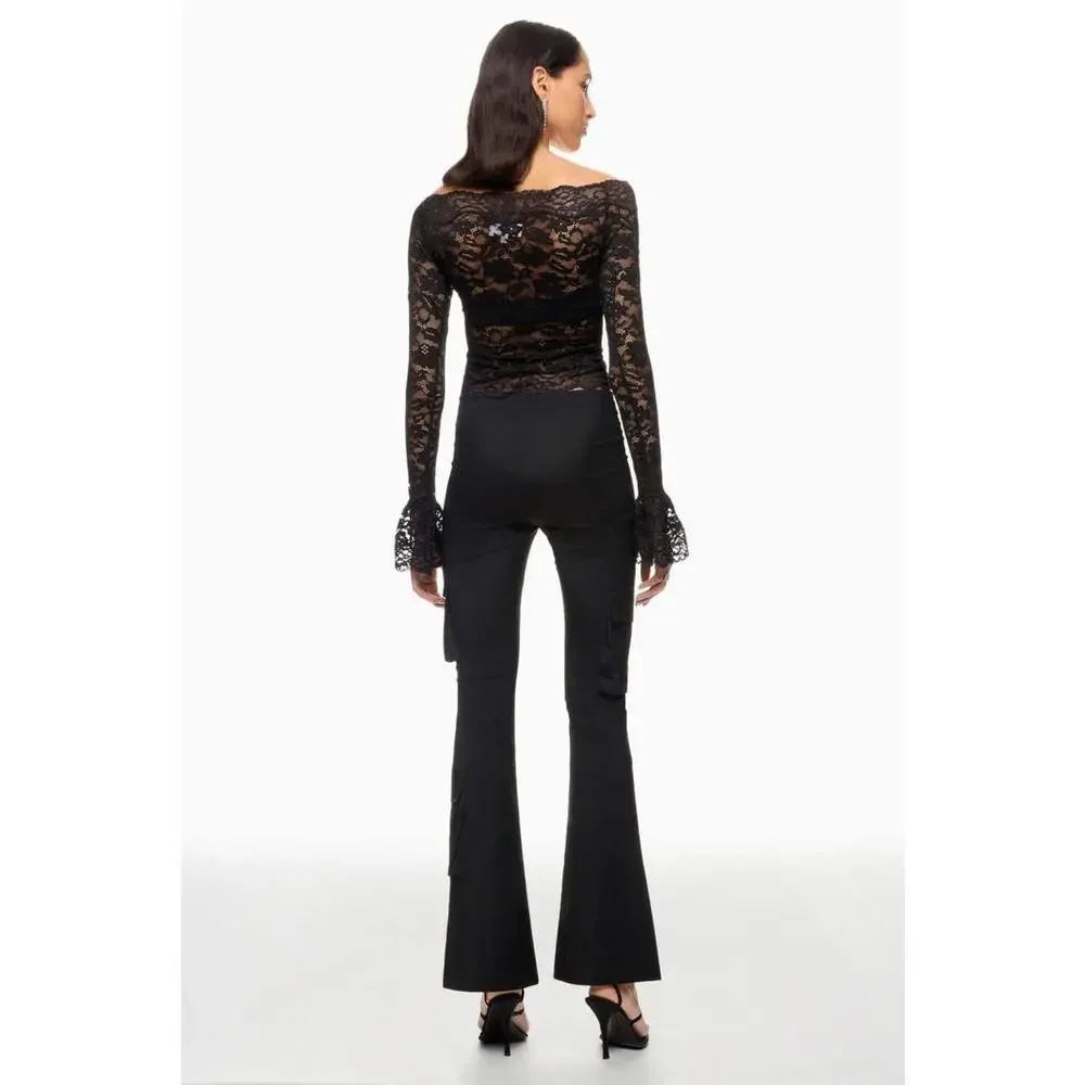 Ronny Kobo Black Lace Maribeth Top Size XS